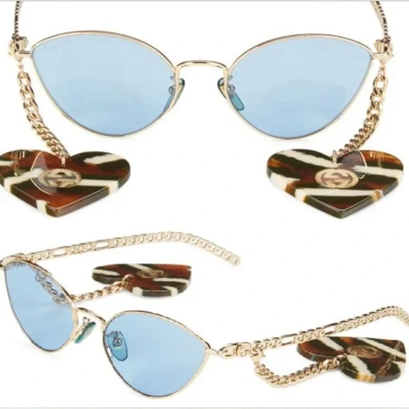 Gucci Women\'s Sunglasses with Tortoise Heart Accents Gucci Brown Tortoise GG 3057/S Heart Crest Rectangle  main image 3